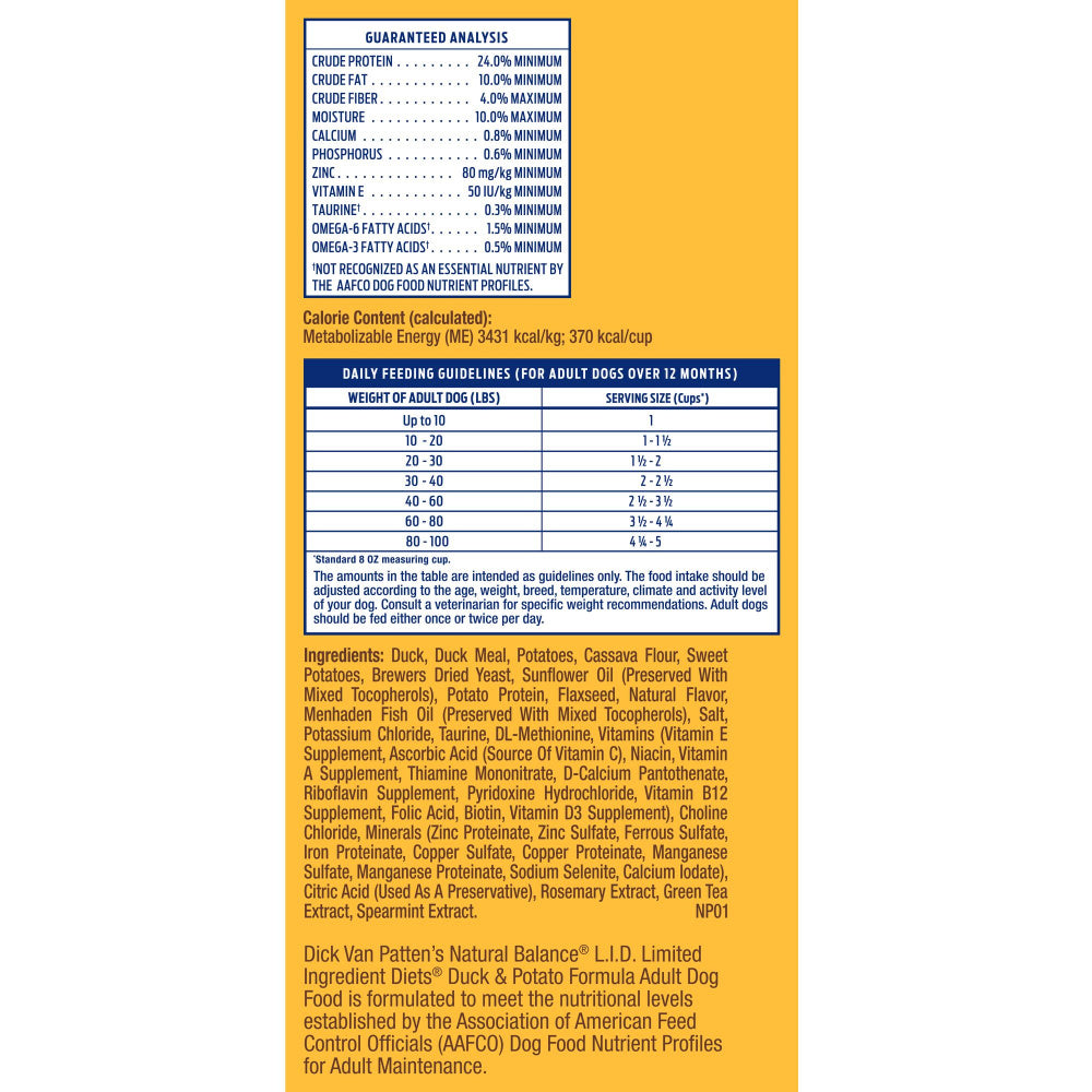 Natural Balance L.I.D. Limited Ingredient Diets Potato & Duck Dry Dog Food  