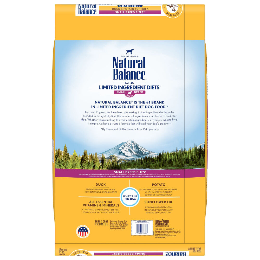 Natural Balance L.I.D. Limited Ingredient Diets Potato & Duck Small Breed Bites Dry Dog Food  