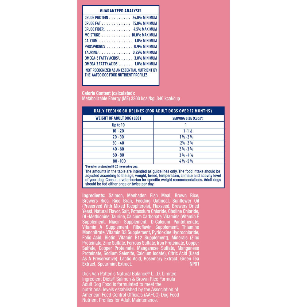 Natural Balance L.I.D. Limited Ingredient Diets Salmon & Brown Rice Formula Dry Dog Food  