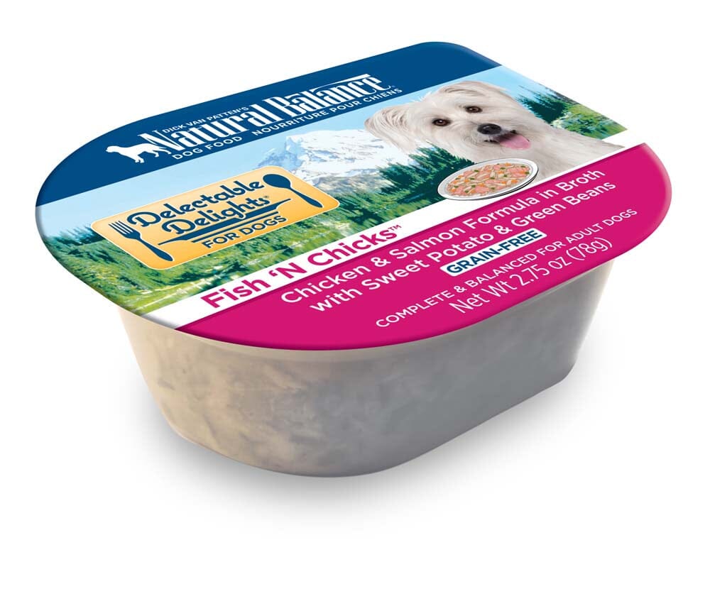 Natural Balance Pet Foods Delectable Delights Grain Free Wet Dog Food Fish 'N Chicks in Broth - 2.75 Oz - Case of 24  
