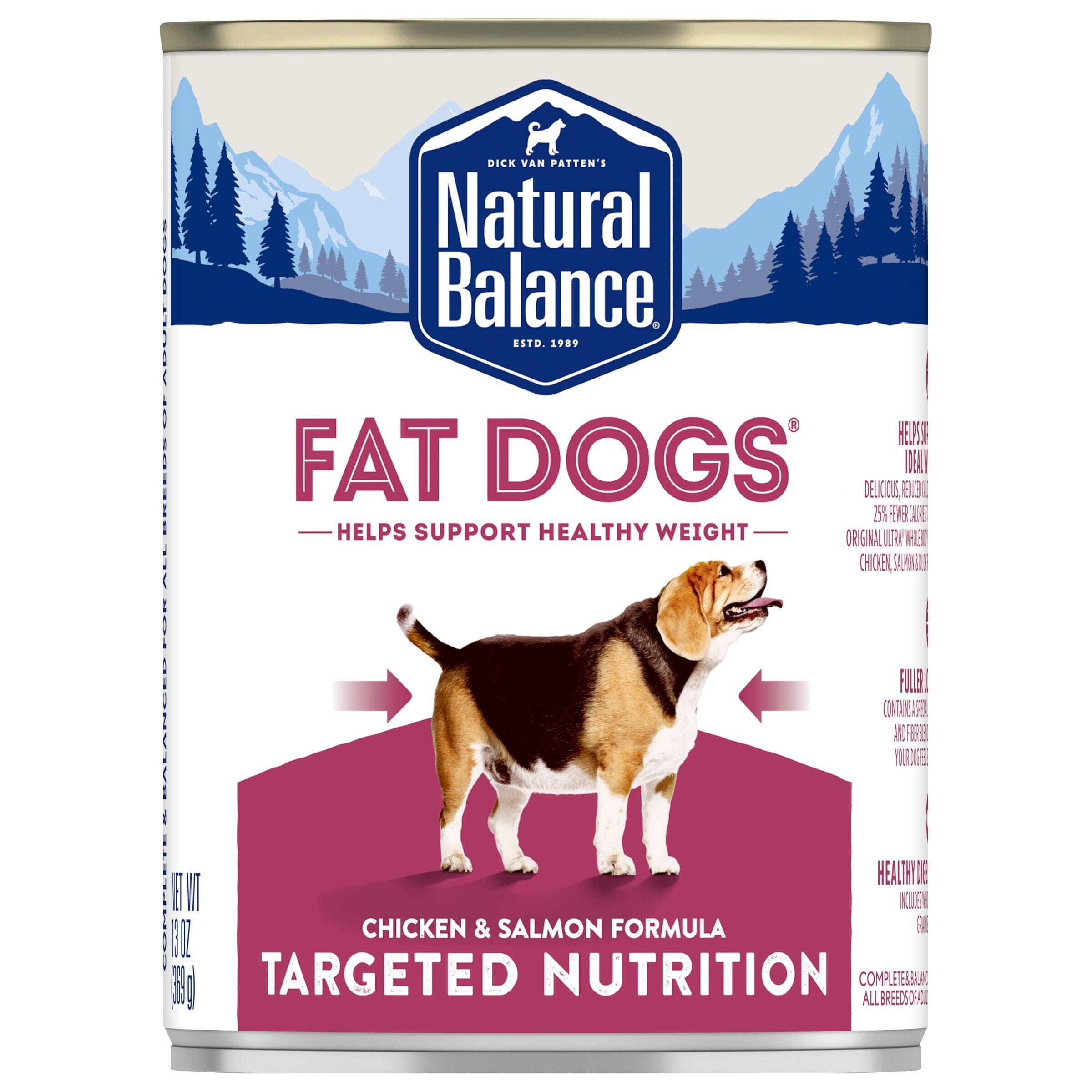 Natural Balance Pet Foods Fat Dogs Wet Dog Food Chicken & Salmon- 13 Oz - Case of 12  