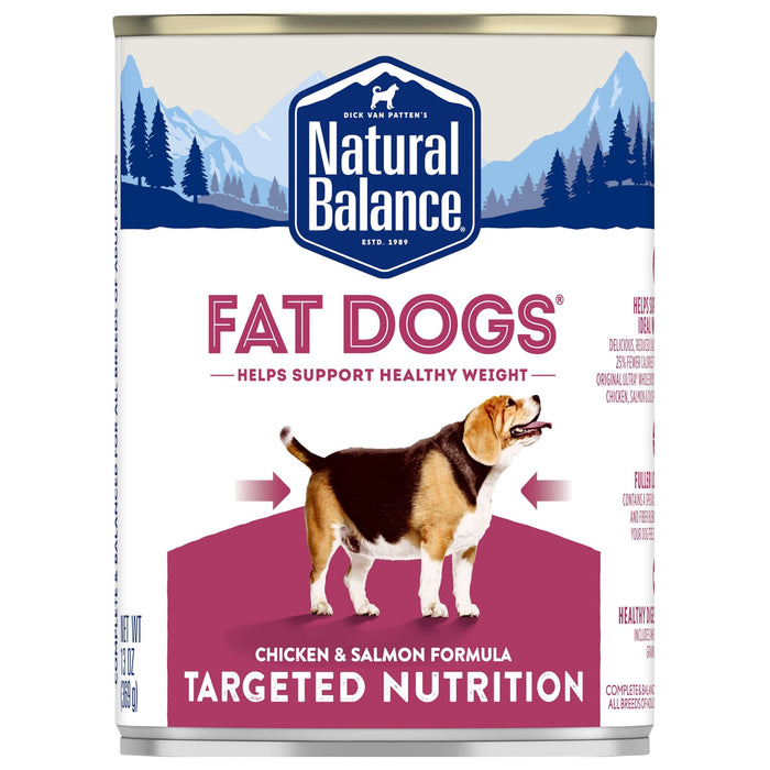 Natural Balance Pet Foods Fat Dogs Wet Dog Food Chicken & Salmon- 13 Oz - Case of 12