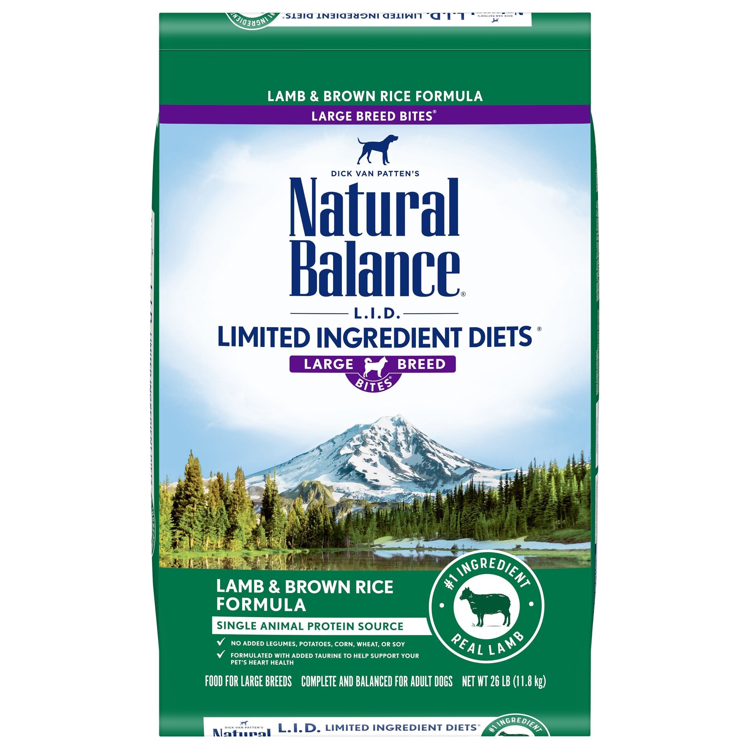 Natural Balance Pet Foods Limited Ingredient Diet Large Breed Bites Dry Dog Food - Lamb & Brown Rice - 26 lb  