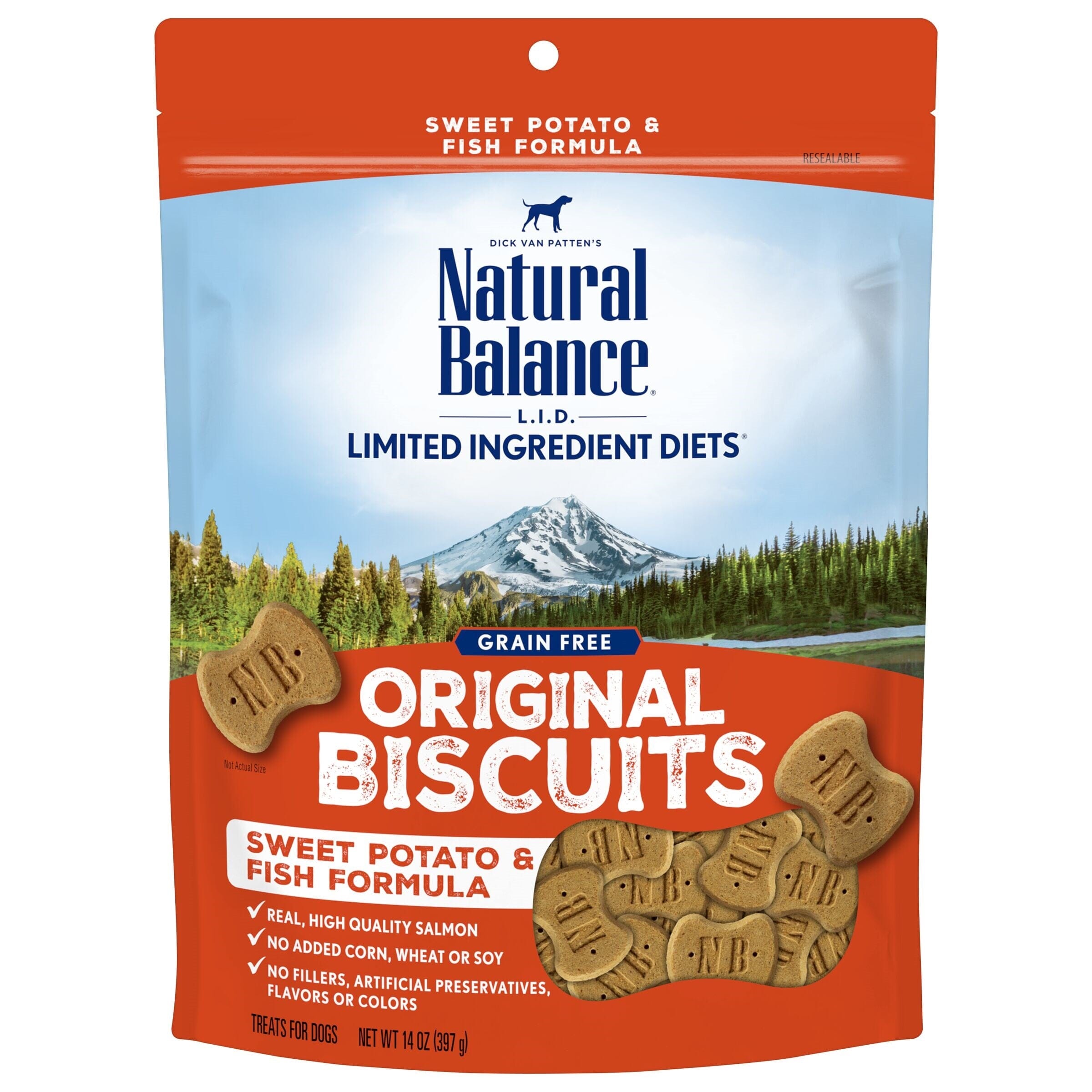 Natural Balance Pet Foods Limited Ingredient Treats Original Biscuits Dog Treats - Fish & Sweet Potato - 14 Oz  