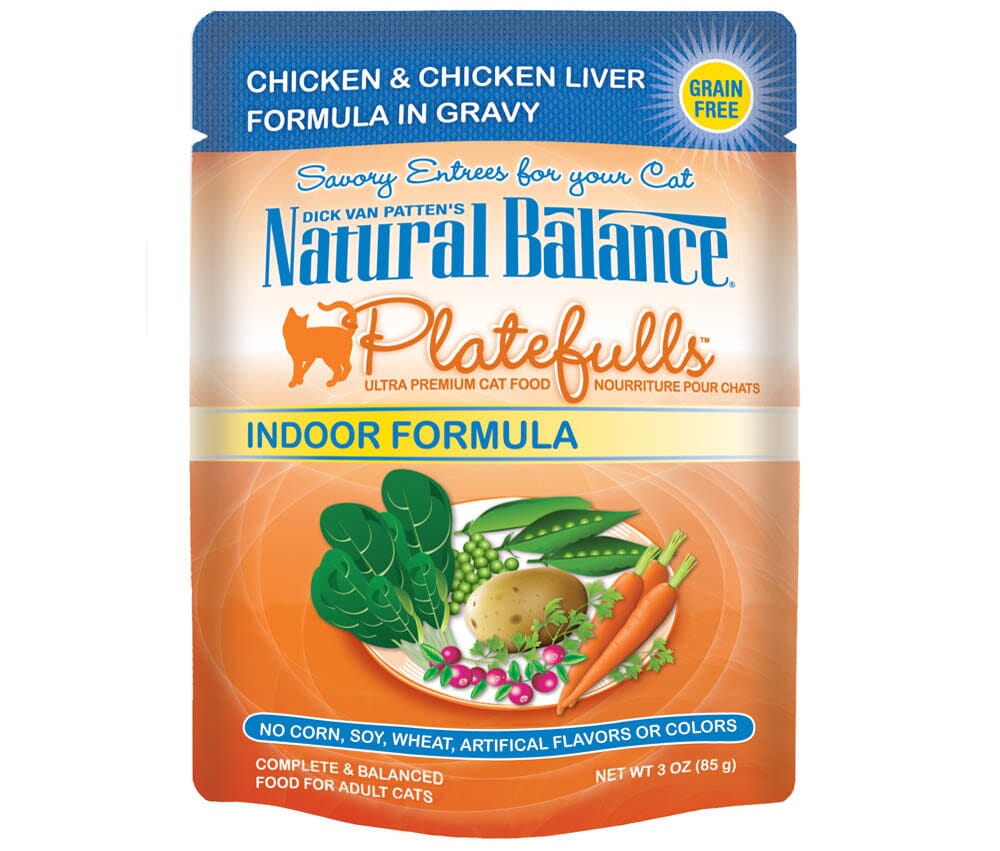 Natural Balance Pet Foods Platefulls Indoor Wet Cat Food Chicken & Chicken Liver - 3 Oz - Case of 24  