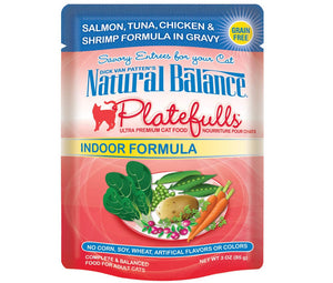 Natural Balance Pet Foods Platefulls Indoor Wet Cat Food Salmon, Tuna, Chicken & Shrimp...