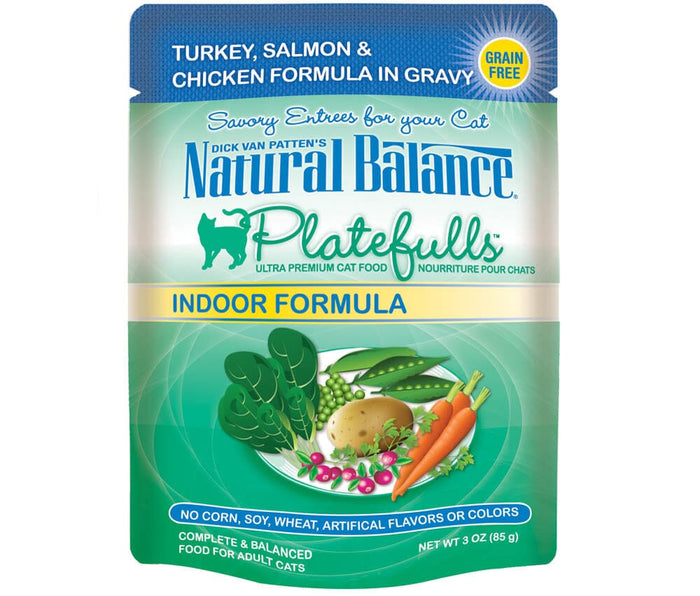 Natural Balance Pet Foods Platefulls Indoor Wet Cat Food Turkey, Salmon & Chicken in Gr...