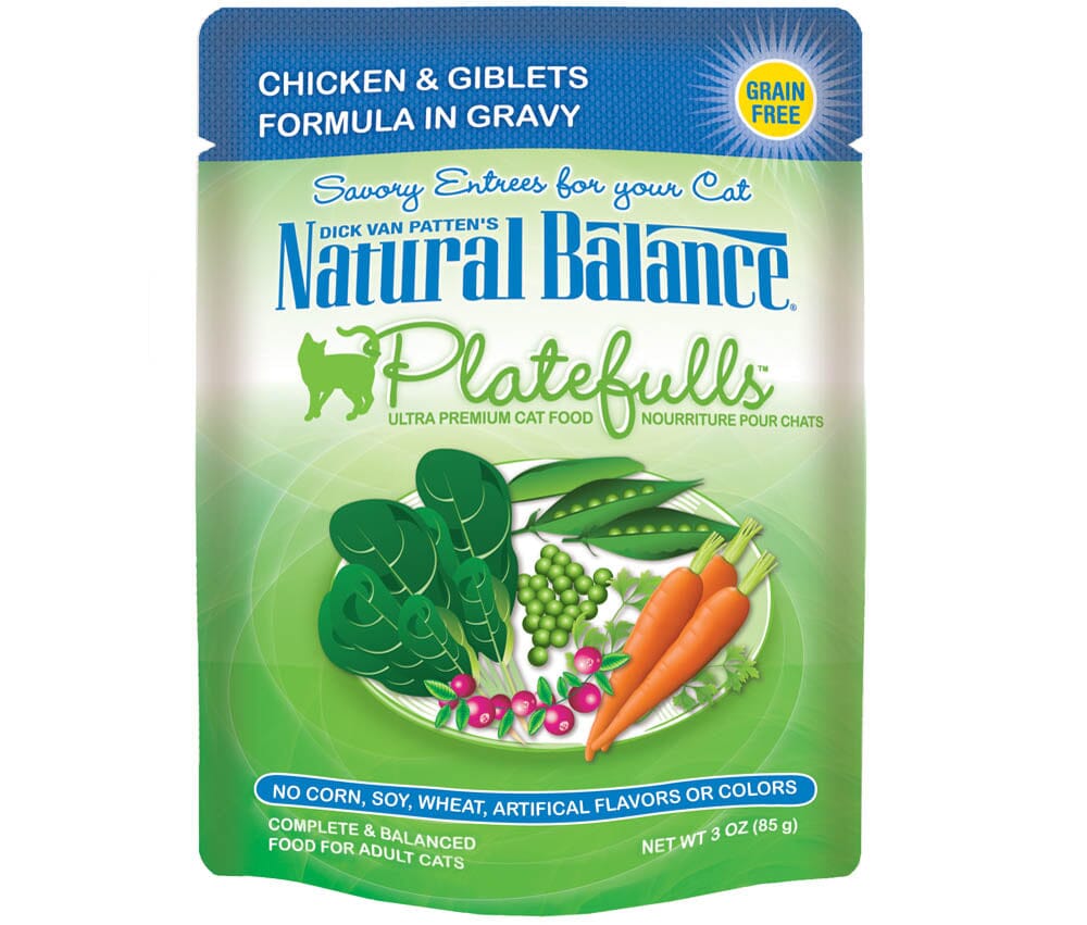 Natural Balance Pet Foods Platefulls Wet Cat Food Chicken & Giblets in Gravy - 3 Oz - Case of 24  