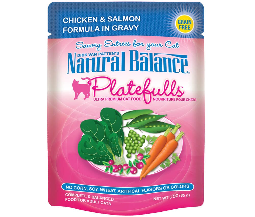 Natural Balance Pet Foods Platefulls Wet Cat Food Chicken & Salmon in Gravy - 3 Oz - Case of 24  