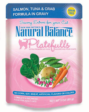 Natural Balance Pet Foods Platefulls Wet Cat Food Salmon, Tuna & Crab in Gravy - 3 Oz -...