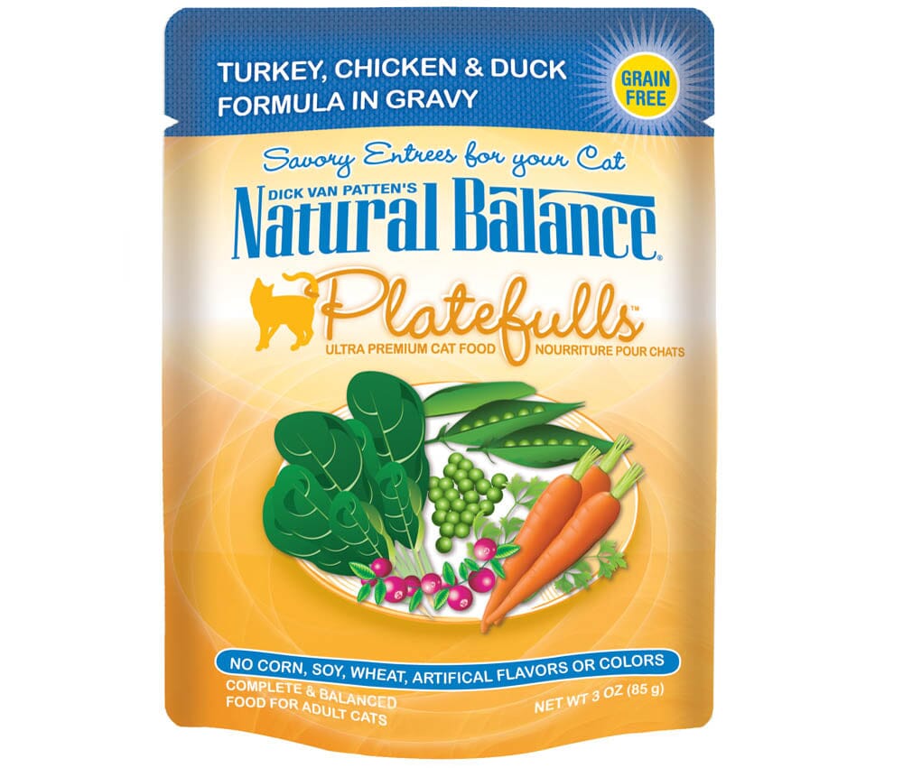 Natural Balance Pet Foods Platefulls Wet Cat Food Turkey, Chicken & Duck in Gravy - 3 Oz - Case of 24  