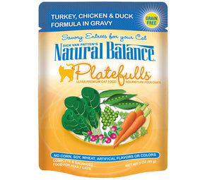 Natural Balance Pet Foods Platefulls Wet Cat Food Turkey, Chicken & Duck in Gravy - 3 O...