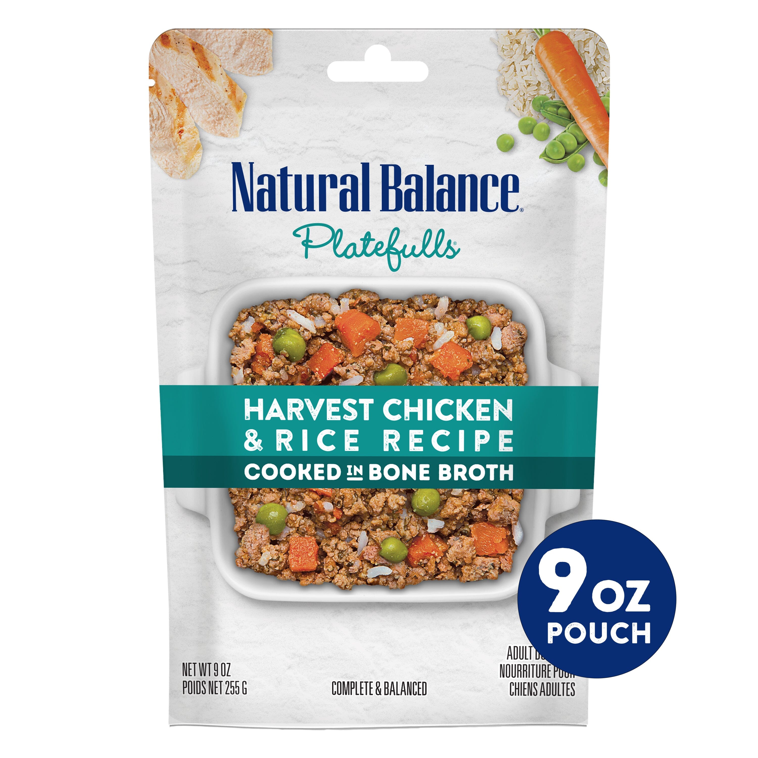 Natural Balance Pet Foods Platefulls Wet Dog Food Harvest Chicken & Rice Recipe - 9 Oz - Case of 12  