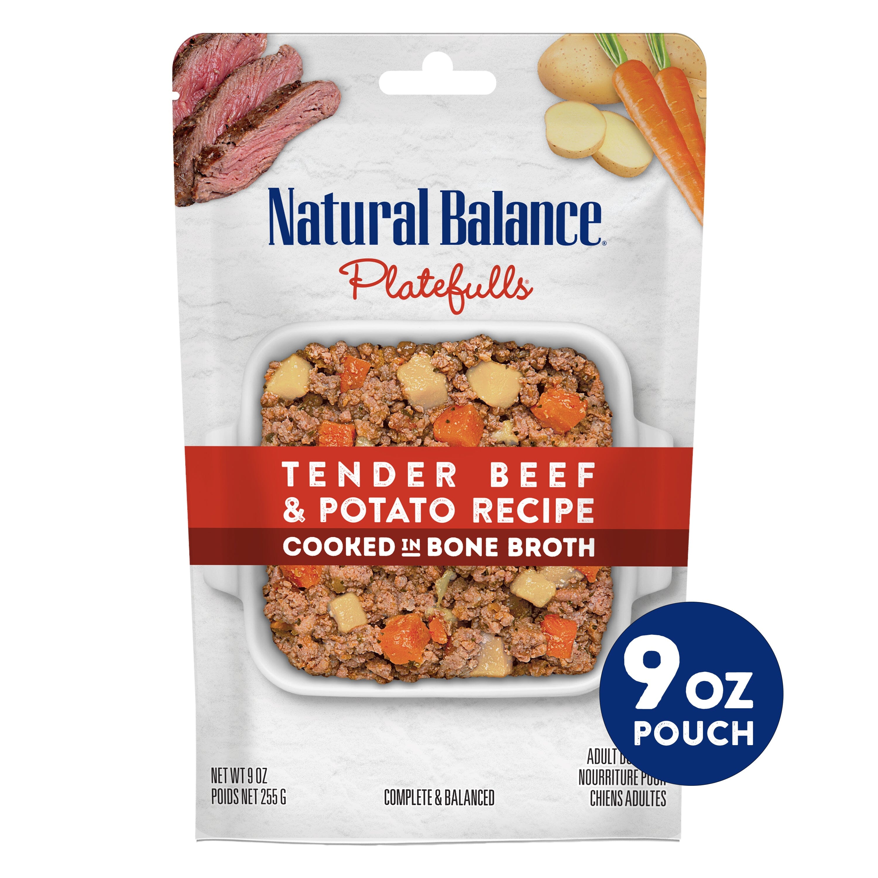 Natural Balance Pet Foods Platefulls Wet Dog Food Tender Beef & Potato Recipe - 9 Oz - Case of 12  