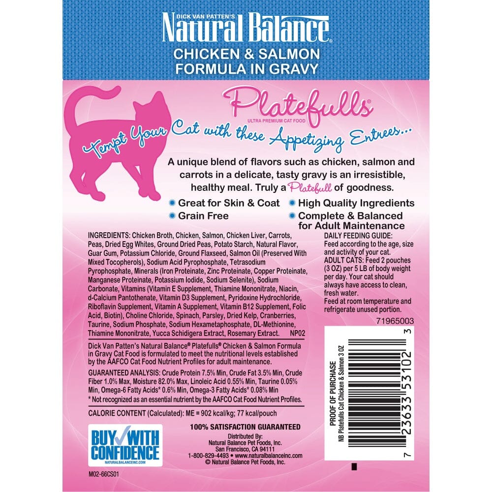 Natural Balance Platefulls Regular Grain Free Chicken and Salmon in Gravy Pouch Wet Cat Food  