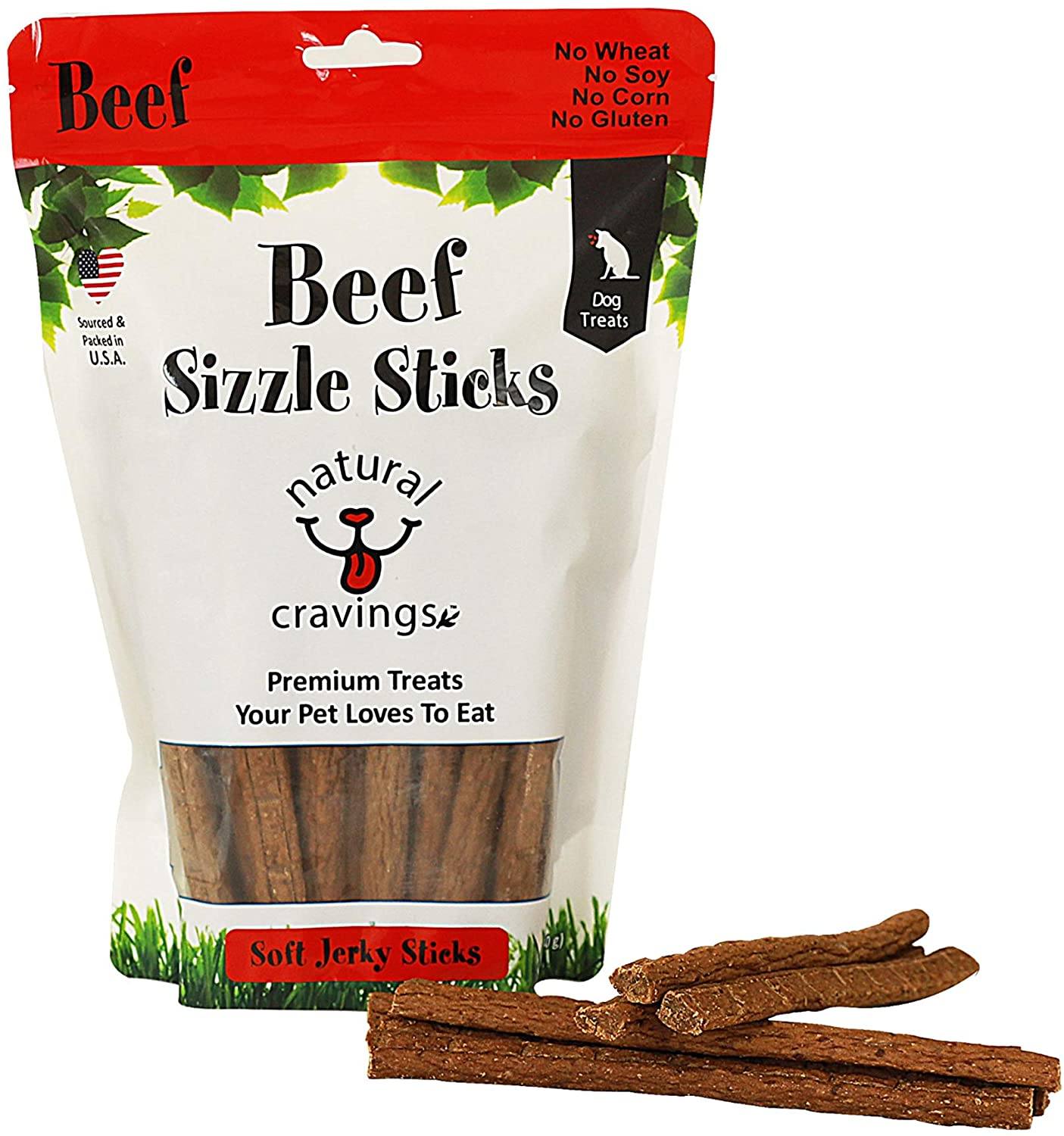 Natural Cravings USA Beef Sizzle Sticks Soft jerky Dog Treats - 12 oz  