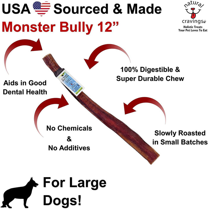 Natural Cravings USA Standard Steer Dog Bully Sticks Display - 12 Inch - 50 Count
