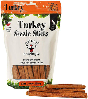 Natural Cravings USA Turkey Sizzle Sticks Soft jerky Dog Treats - 12 oz