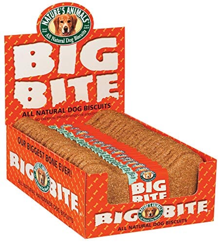 Nature's Animals Big Bite Dog Biscuits Treats - Cheddar Cheese - 8 In - 24 Pack  