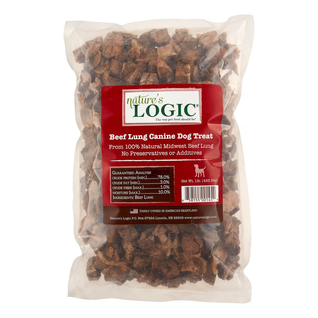 Nature's Logic Beef Lung Treat All-Natural Beef Dog Treats - 1 lb Bag  