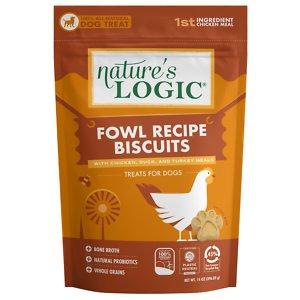 Nature's Logic Protein Packed Canine Fowl Blend & Bone Broth Biscuit Treats - 14 oz Bag  