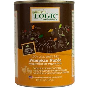 Nature's Logic Pumpkin Puree Canine & Feline Canned Cat and Dog Food - 15 oz Cans - Case of 12  