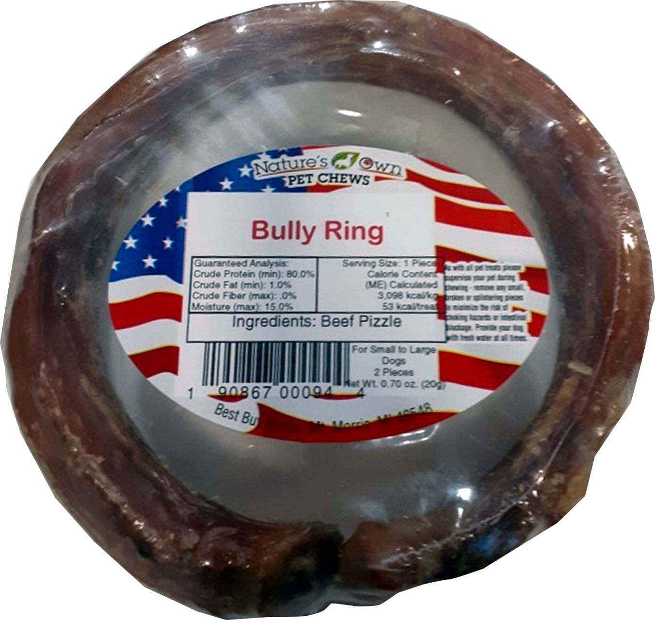 Nature's Own USA Bully Ring Natural Dog Chews - Beef - 4 In - 12 Pack  