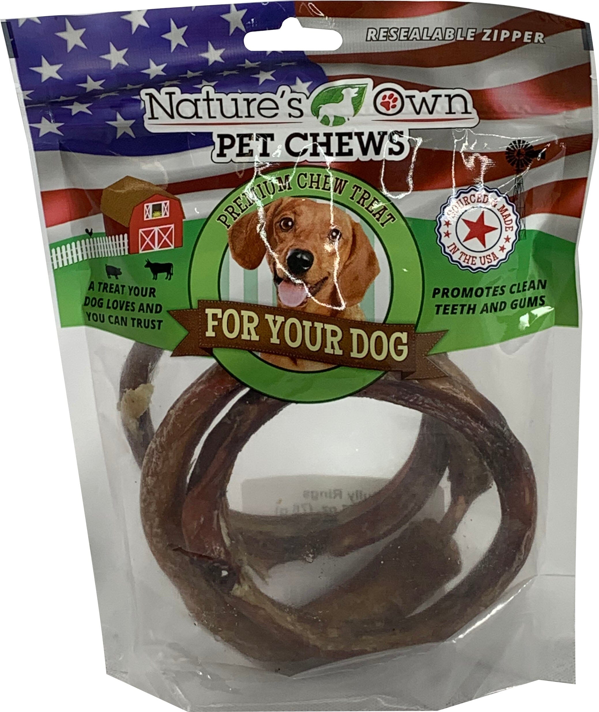 Nature's Own USA Bully Rings Natural Dog Chews - Beef - 3 Pack  