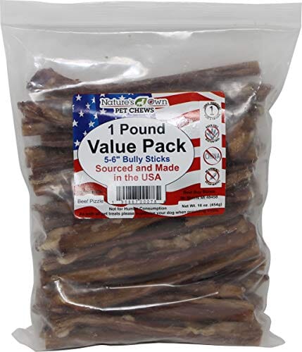 Nature's Own USA Bully Stick Value Pack Natural Dog Chews - Beef - 5-6 In - 1 Lb  