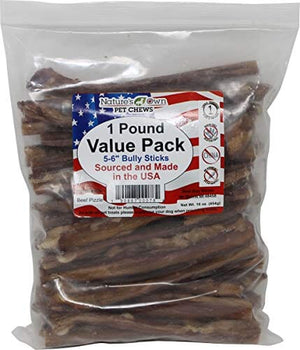 Nature's Own USA Bully Stick Value Pack Natural Dog Chews - Beef - 5-6 In - 1 Lb
