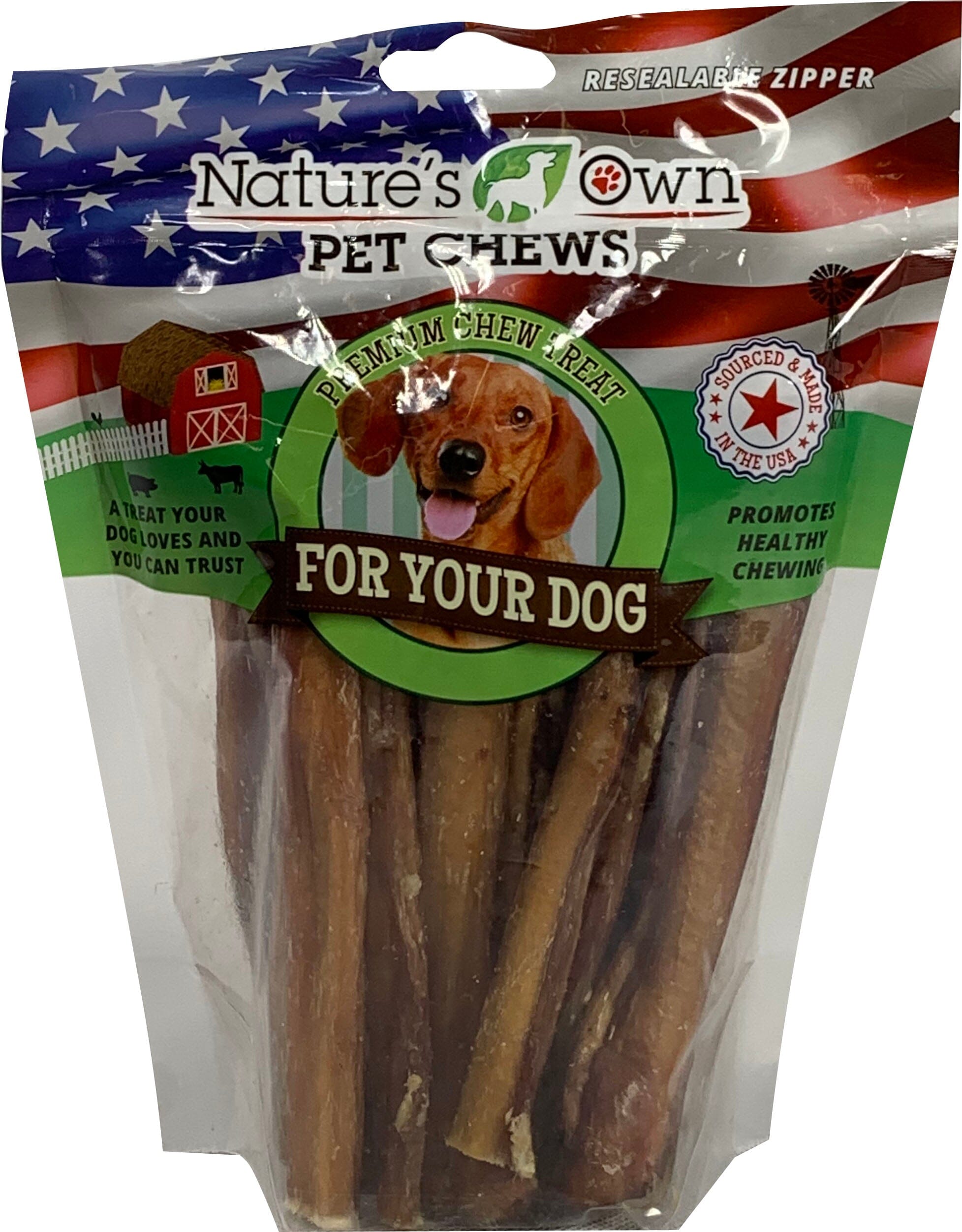 Nature's Own USA Bully Sticks and Natural Chews - Beef - 6 In - 12 Oz  