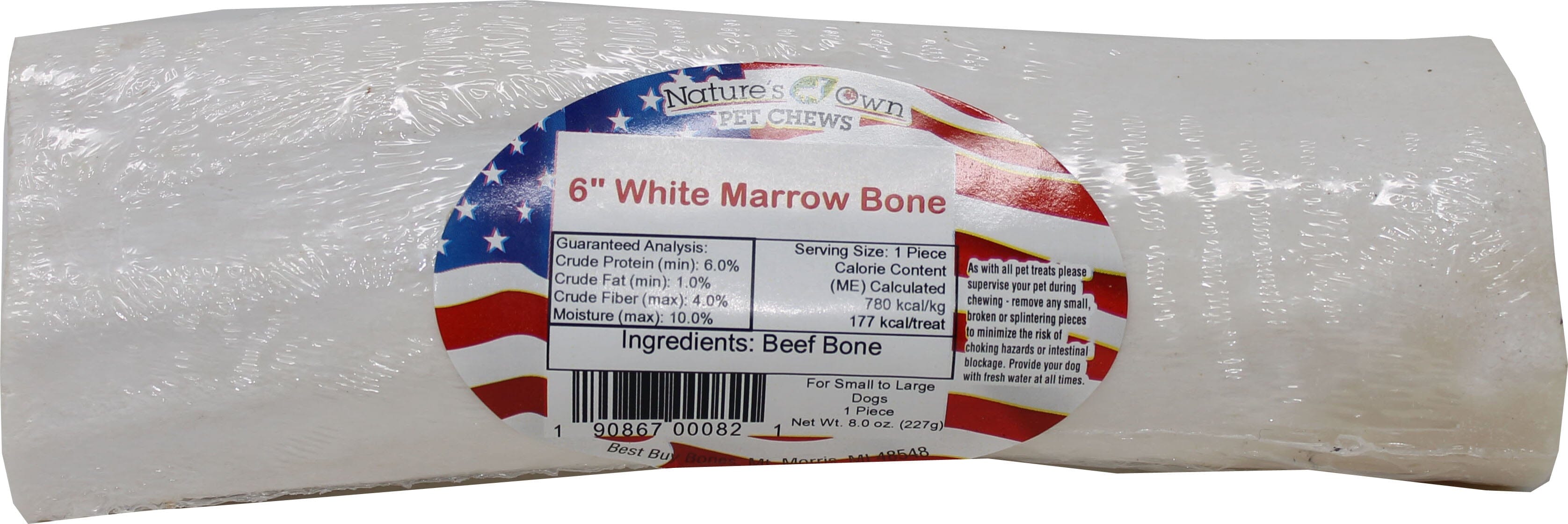 Nature's Own USA Marrow Bones Natural Dog Chews - Beef - 6 In - 20 Pack  