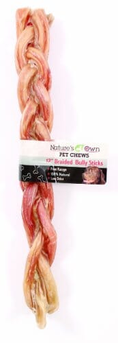 Nature's Own USA Odor-Free Braided Bully Sticks and Natural Chews - Beef - 12 In - 12 Pack  