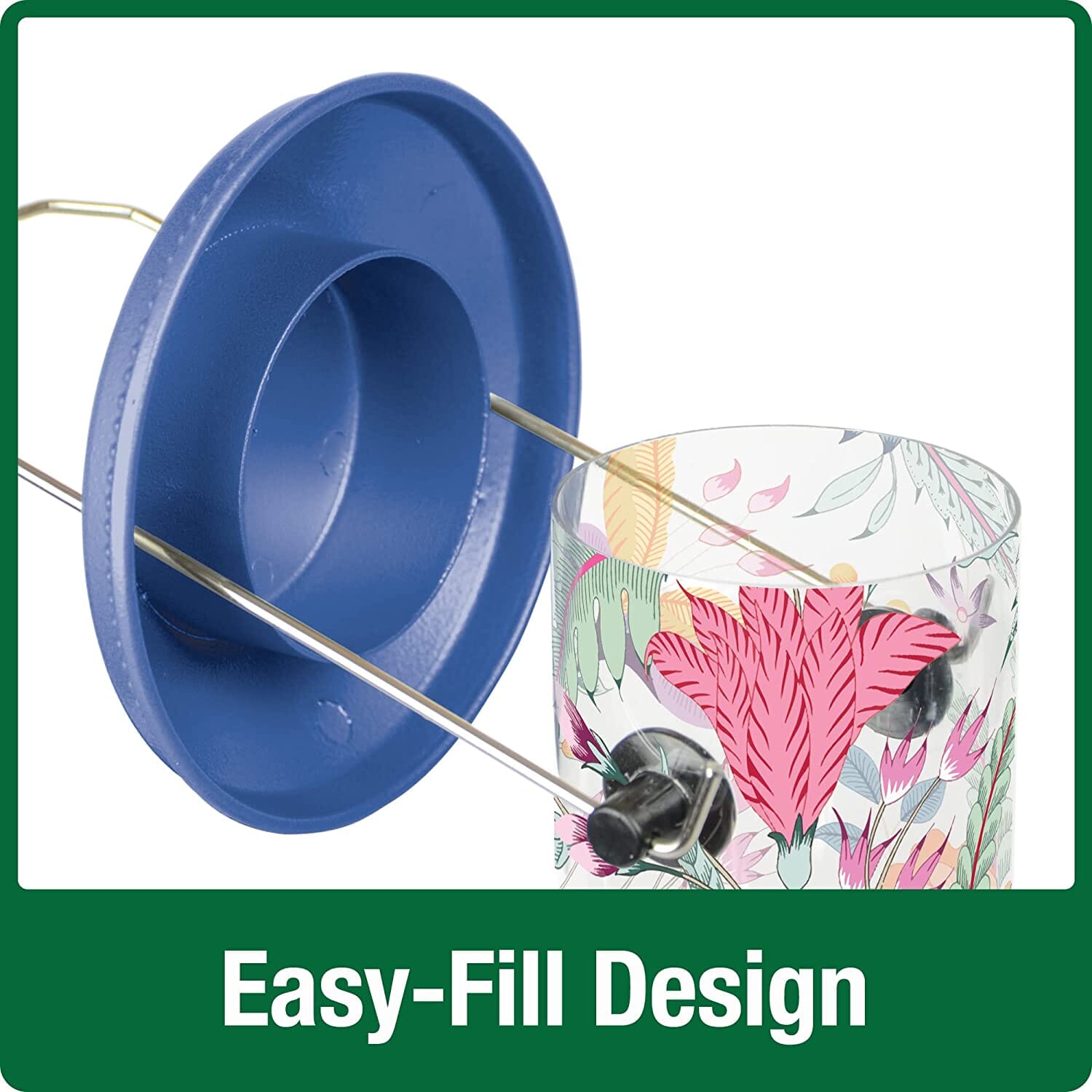 Nature's Way Fantasy Floral Easy Clean Plastic Tubed Wild Bird Feeder - Blue - 2.8 Qt Cap  