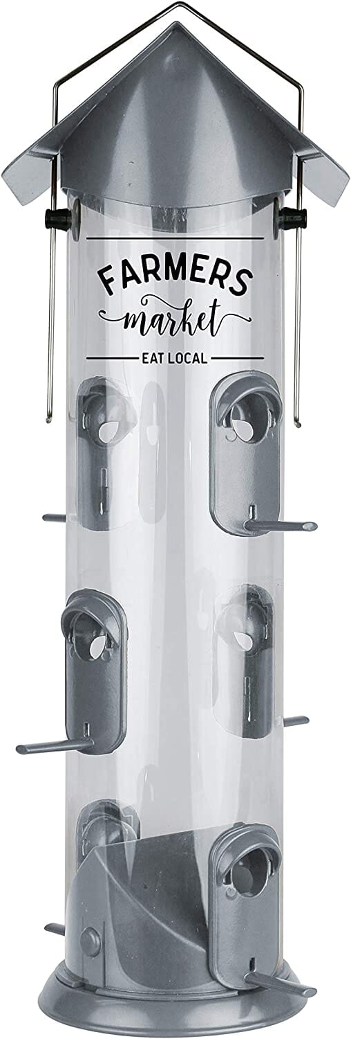 Nature's Way Farmhouse Deluxe Easy Clean Tubed Wild Bird Feeder - Silver - 2.8 Qt Cap  