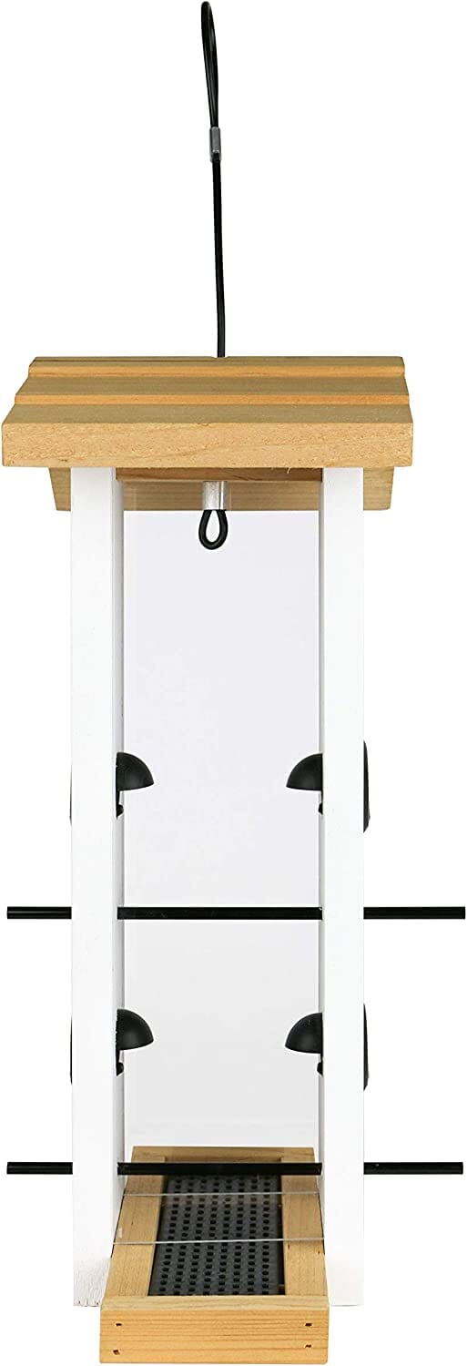 Nature's Way Farmhouse Vertical Wooden Hopper Wild Bird Feeder - White - 1.5 Qt Cap  