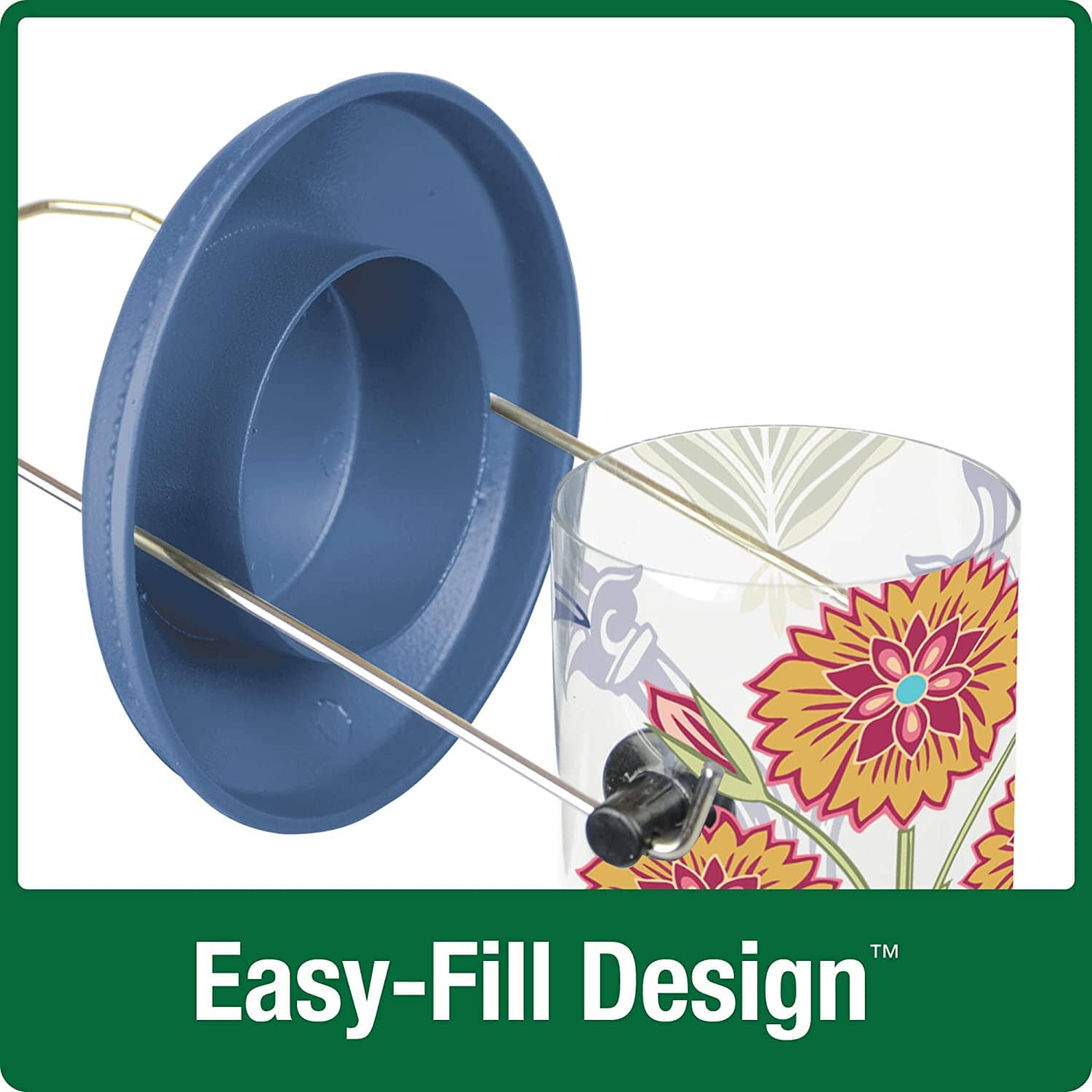 Nature's Way Garden Floral Easy Clean Wild Bird Feeder - Blue - 2.8 Qt Cap  