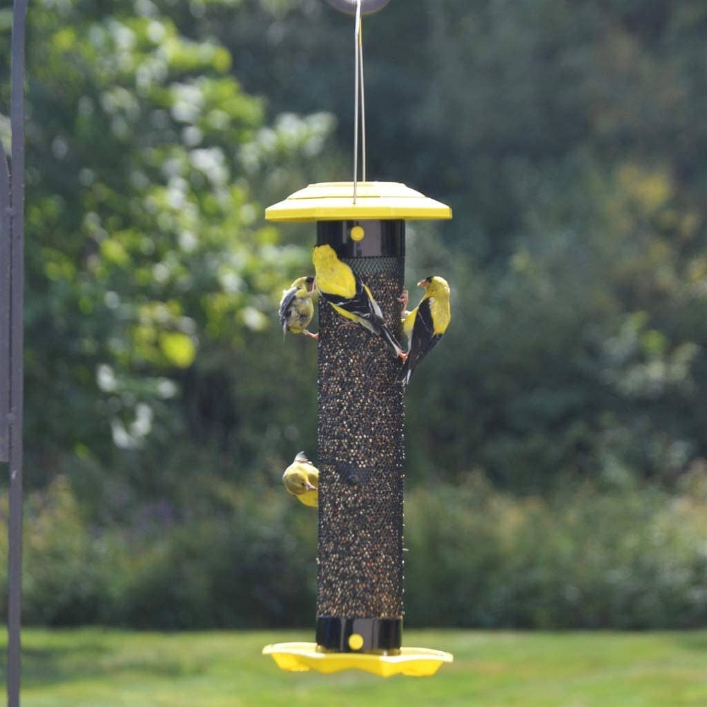 Nature's Way Mesh Funnel Flip Top Finch Wild Bird Feeder - Yellow - 1.1 Qt Cap  