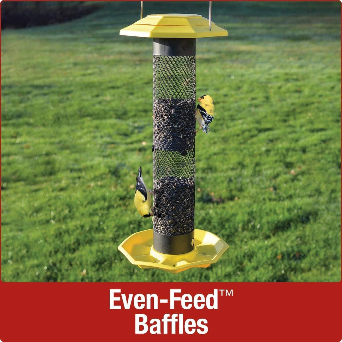 Nature's Way Mesh Funnel Flip Top Finch Wild Bird Feeder - Yellow - 1.1 Qt Cap  