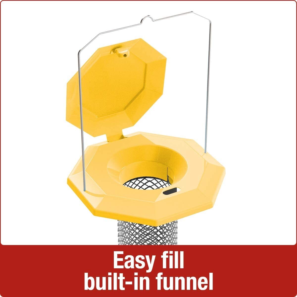 Nature's Way Mesh Funnel Flip Top Finch Wild Bird Feeder - Yellow - 1.1 Qt Cap  