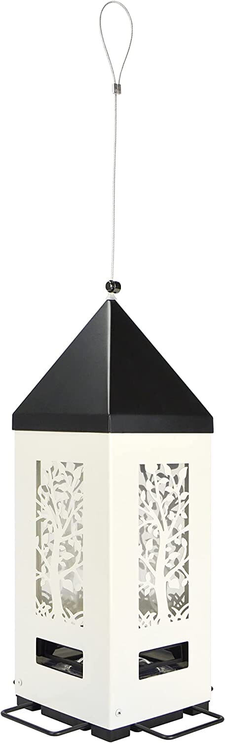 Nature's Way Squirrel Shield Metal Lantern and Squirrel-proof Wild Bird Feeder - White - 2 Qt Cap  