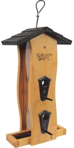 Nature's Way Vertical Wave Wooden Hopper Wild Bird Feeder - Bamboo - 2 Qt Cap  