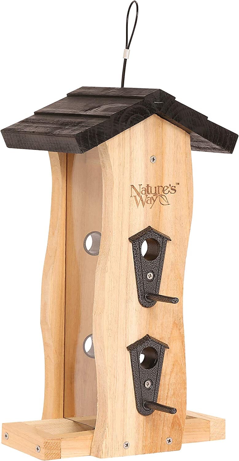 Nature's Way Vertical Wave Wooden Hopper Wild Bird Feeder - Cedar - 2 Qt Cap  