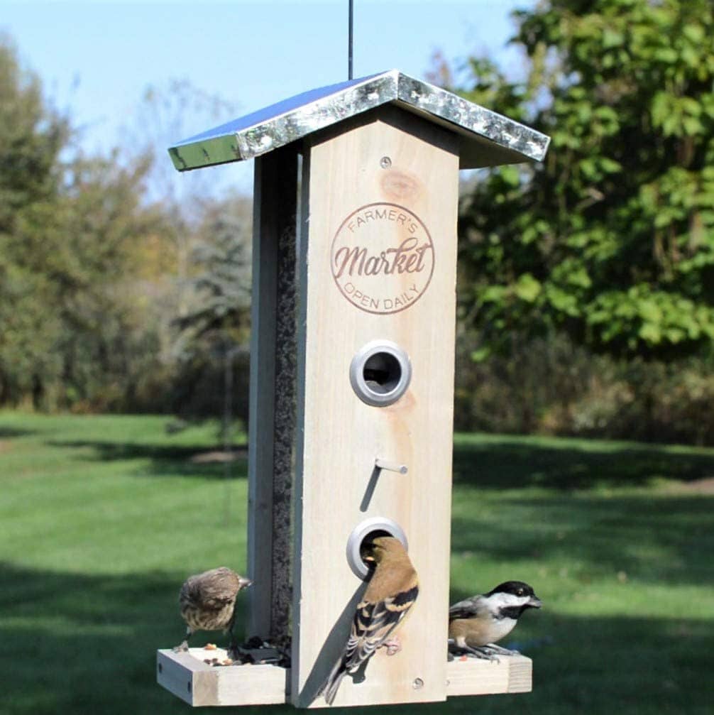 Nature's Way Weathered Vertical Wooden Hopper Wild Bird Feeder - 1.5 Qt Cap  