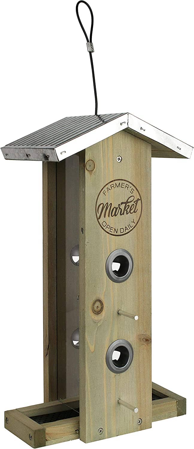 Nature's Way Weathered Vertical Wooden Hopper Wild Bird Feeder - 1.5 Qt Cap  