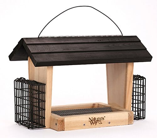 Nature's Way with Suet Cages Wooden Hopper Wild Bird Feeder - Cedar - 6 Qt Cap  