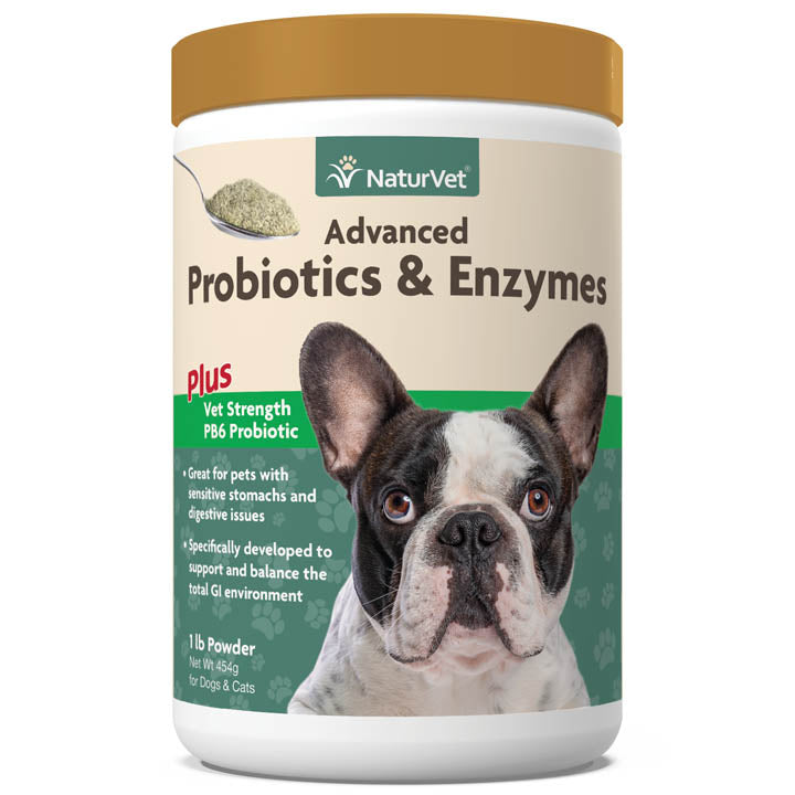 Naturvet Advanced Probiotic & Enzymes Powder Digestive Dog Supplements - 1 lb Jar  