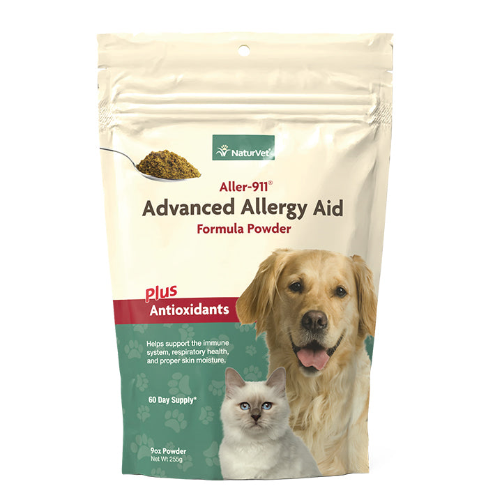 Naturvet Aller 911 Allergy Aid Powder (60 Day Supply) Cat and Dog Supplement - 9 oz Bag  