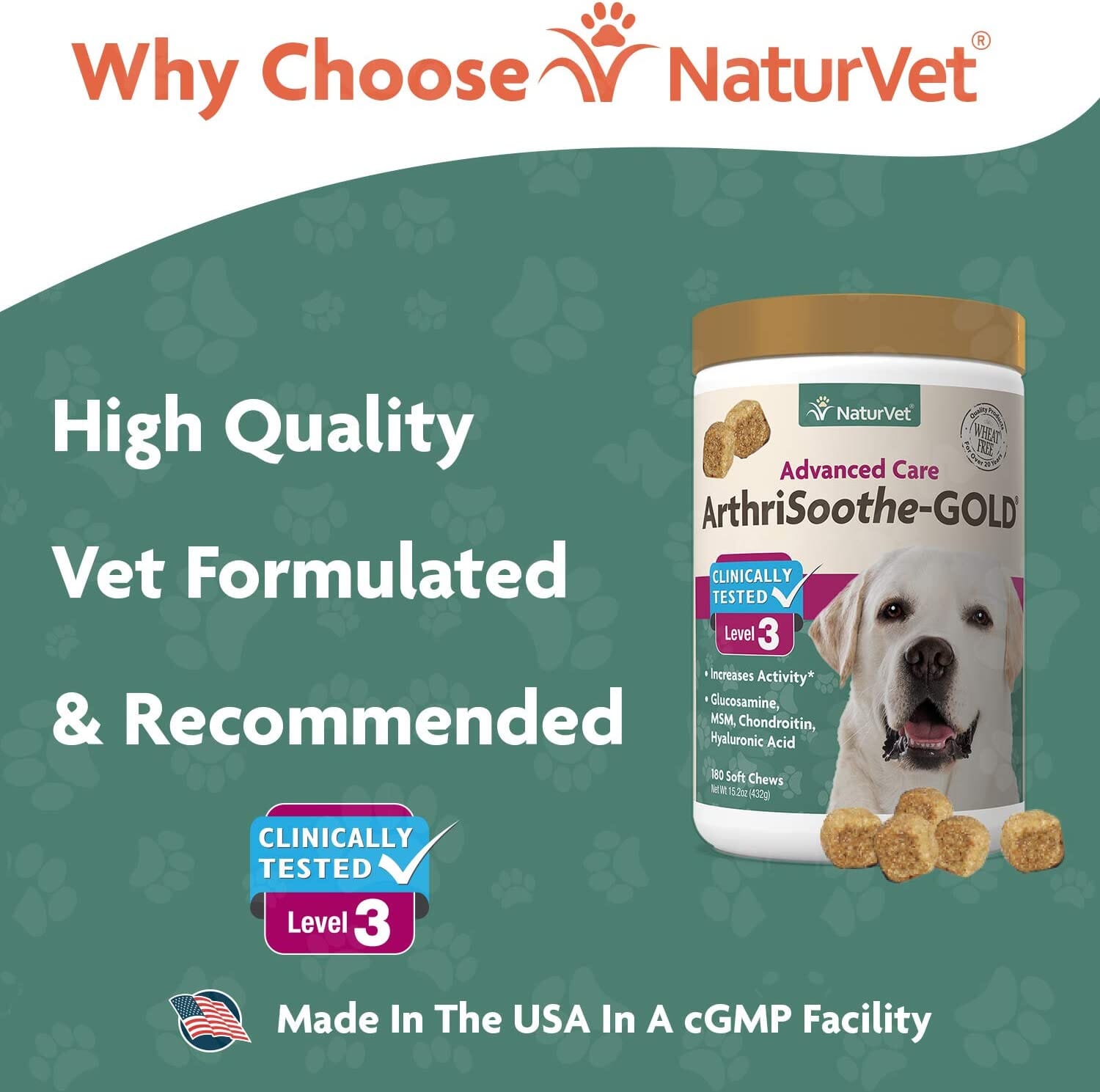 Naturvet ArthriSoothe GOLD Level 3 Joint Health Chewable Dog Supplement - 240 Count  