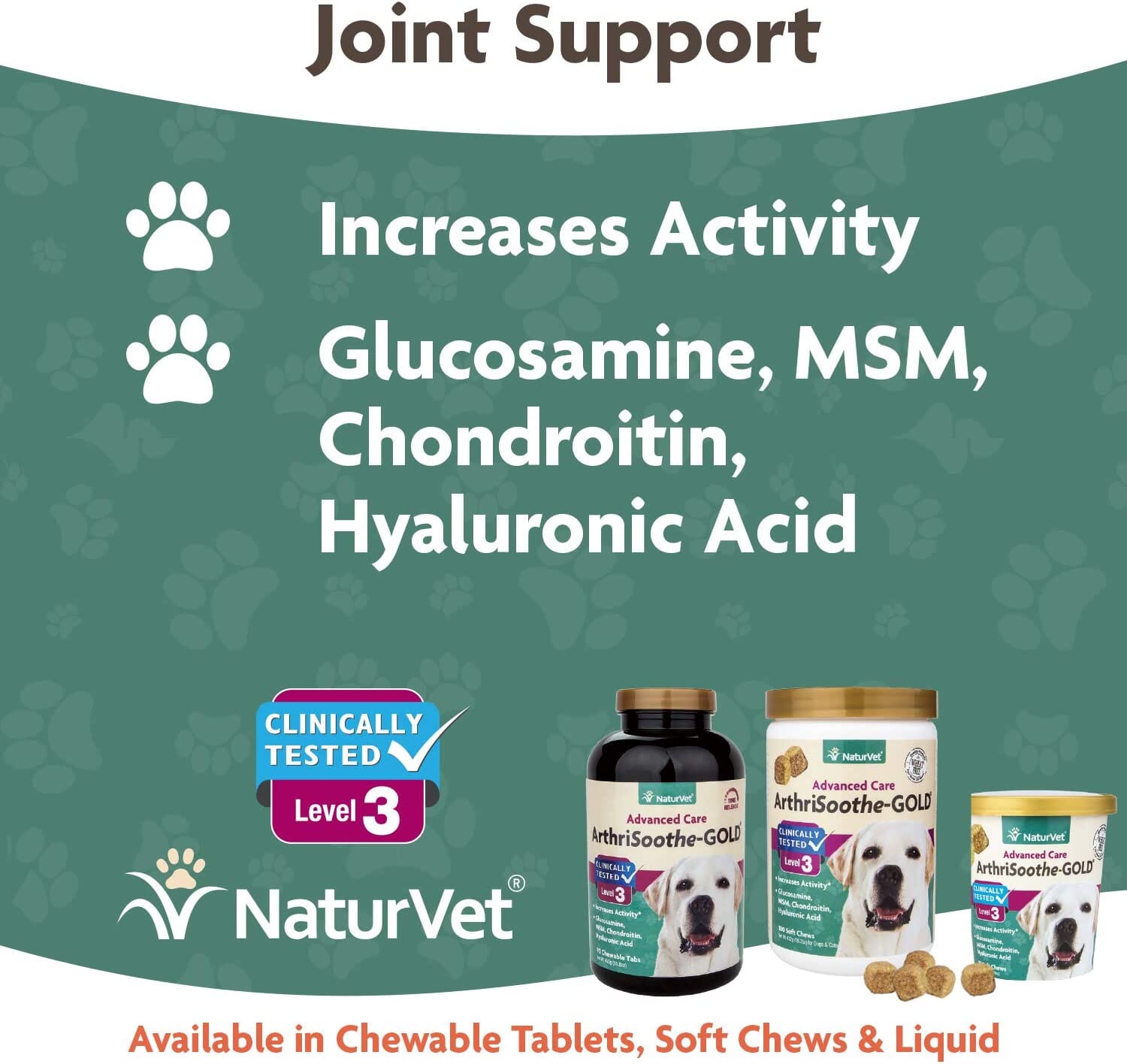 Naturvet ArthriSoothe GOLD Level 3 Joint Health Chewable Dog Supplement - 240 Count  